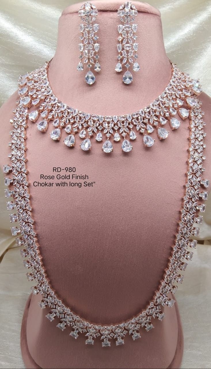 Beautiful American Diamond Jewellery Antique Set with Earrings